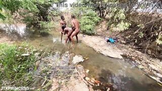 WE TOOK TURNS AND FUCKED A BITCH IN THE STREAM