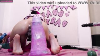 Riding 11 inch wide cock for the first time /short