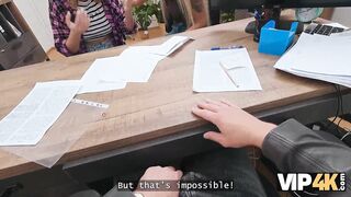 VIP4K. Naughty blonde lesbian didn’t see a problem to fuck on a job interview in front of her girlfriend