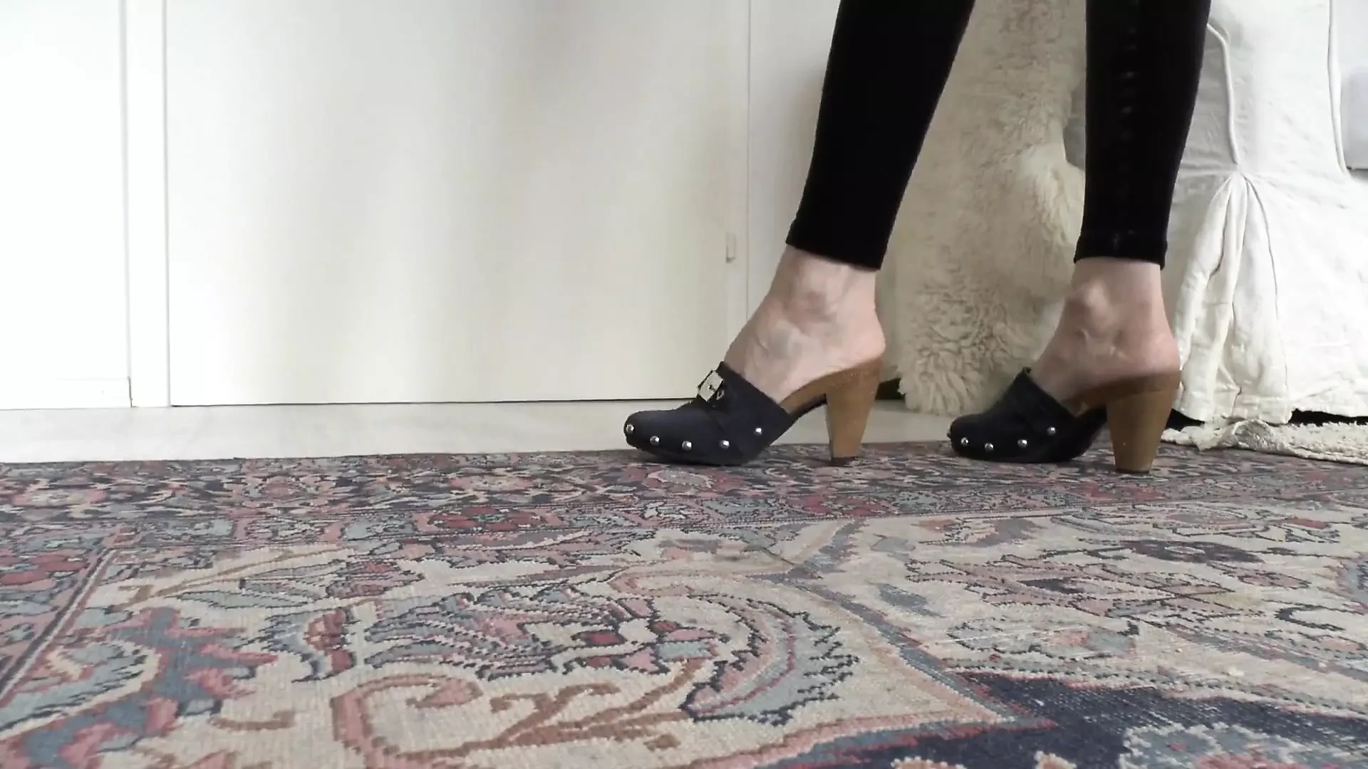 Blue Wooden Clogs, Sabots, Lady Victoria Valente